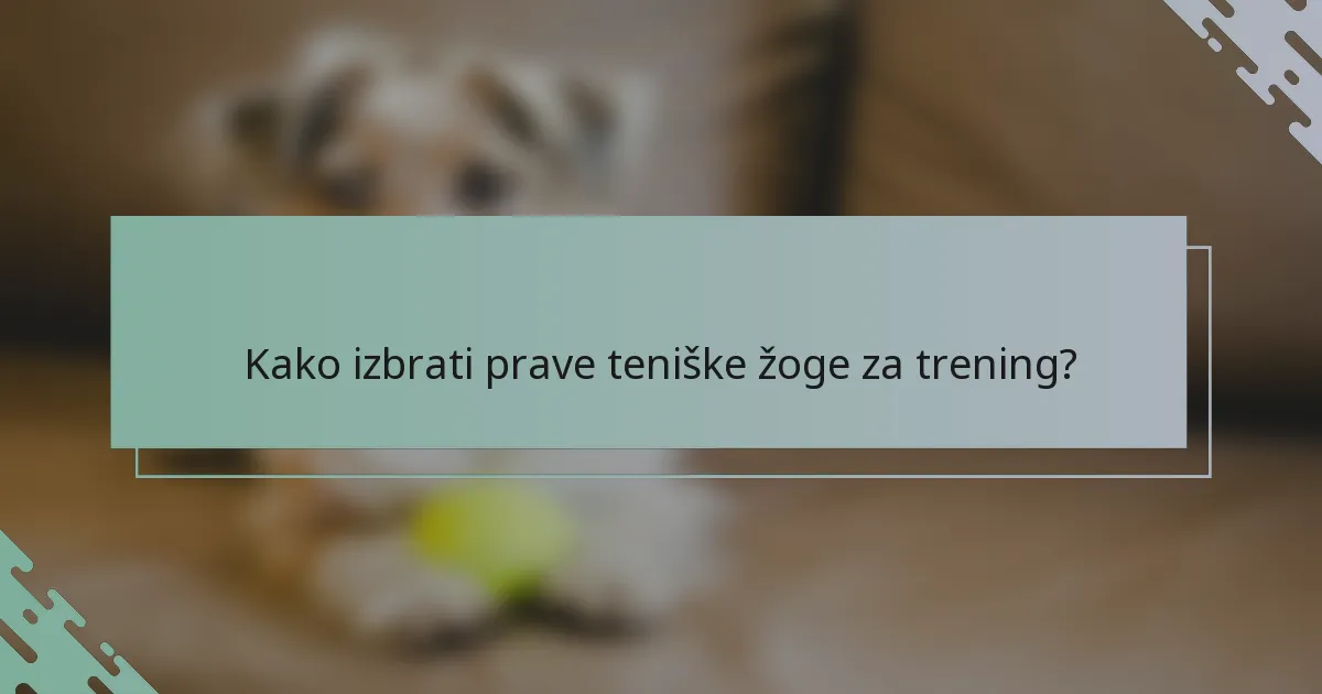 Kako izbrati prave teniške žoge za trening?