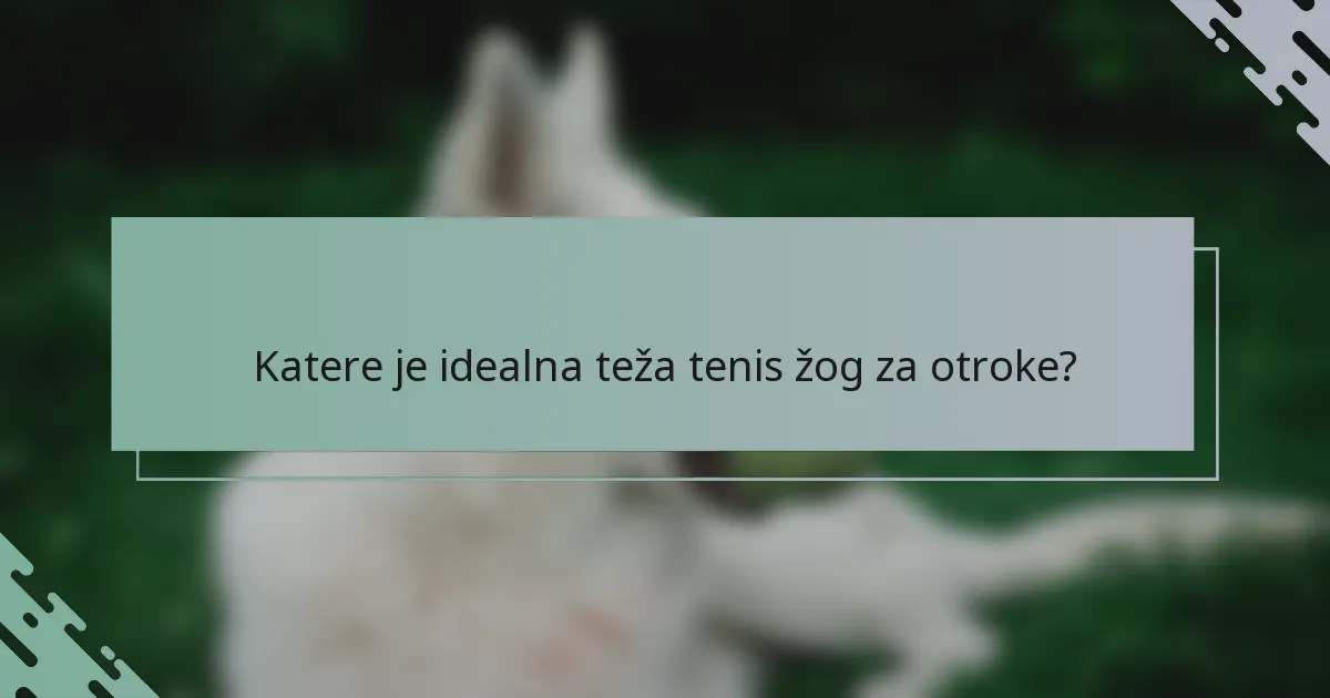 Katere je idealna teža tenis žog za otroke?