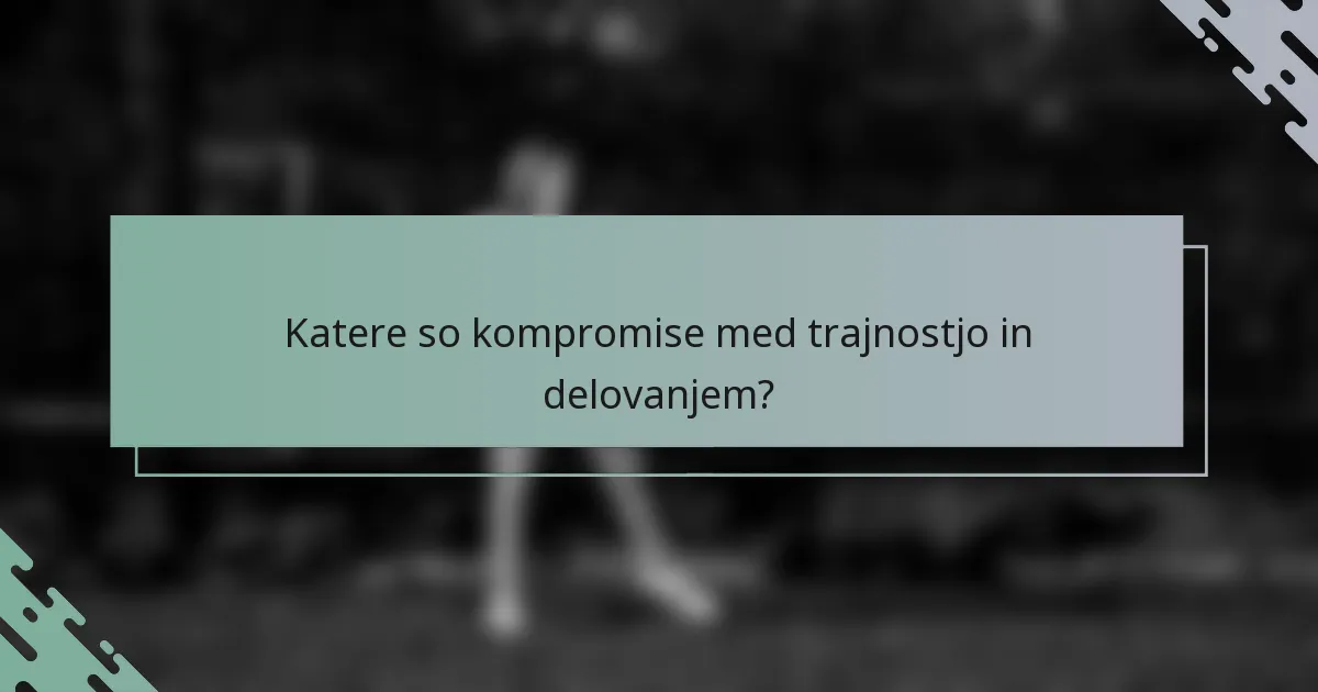Katere so kompromise med trajnostjo in delovanjem?